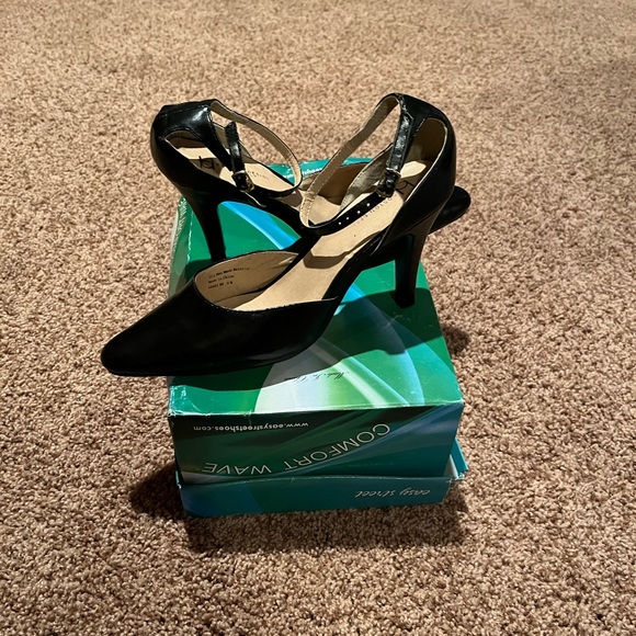 Shoes Gently Worn Black Leather Ankle Strap Heels Poshmark